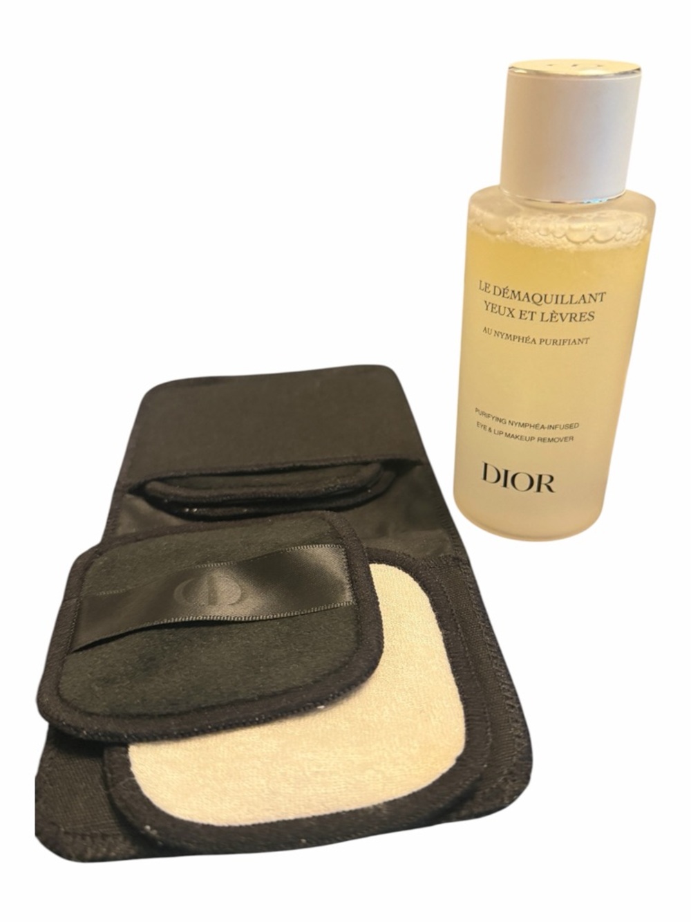 Dior Eye & Lip Makeup Remover + Reusable Pads Case Travel Set NEW